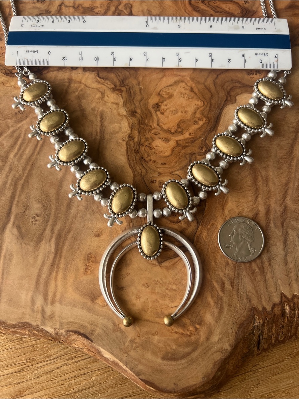 Lucky Brand Silver and Gold-Tone Southwestern Statement Necklace - Picture 3 of 6